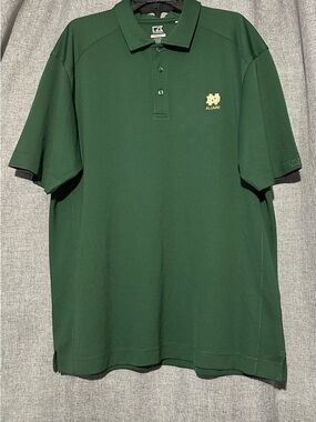 Cutter & Buck Dark Green Drytec Polo with Yellow Notre Dame Alumni Logo